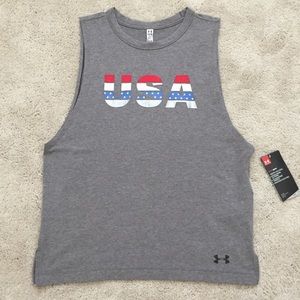 Under Armor Gray USA Tank Flawed Size Medium NWT